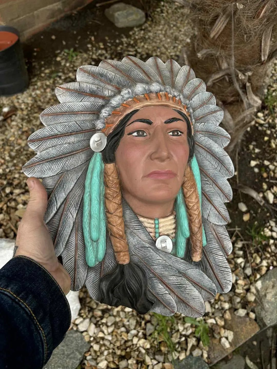 Buste chef amérindien en résine – 